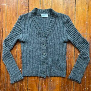 Agnès B. Wool Ribbed Cardigan Small
